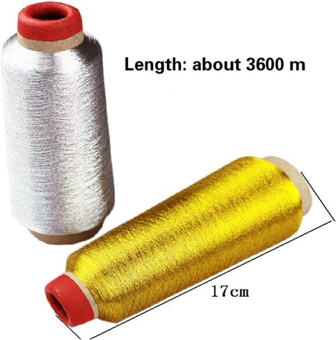 Metallic Thread Embroidery Gold Silver Machine Embroidery Threads Polyester Sewing Thread Spools for Embroidery (Gold) in Saudi Arabia