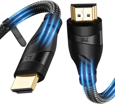 CABLEDECONN 8K HDMI to HDMI 2.1 Cable 3ft, Ultra 48Gbps High Speed HDMI Monitor Cord Support 4K@120Hz 8K@60Hz Dynamic HDR, eARC, Braided HDMI Connecting Laptop, Monitor, PS4, PS5, Xbox One, Fire TV in Saudi Arabia