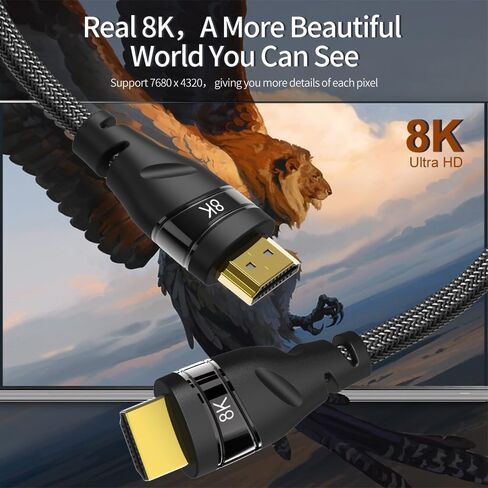 CABLEDECONN 8K HDMI to HDMI 2.1 Cable 3ft, Ultra 48Gbps High Speed HDMI Monitor Cord Support 4K@120Hz 8K@60Hz Dynamic HDR, eARC, Braided HDMI Connecting Laptop, Monitor, PS4, PS5, Xbox One, Fire TV in Saudi Arabia