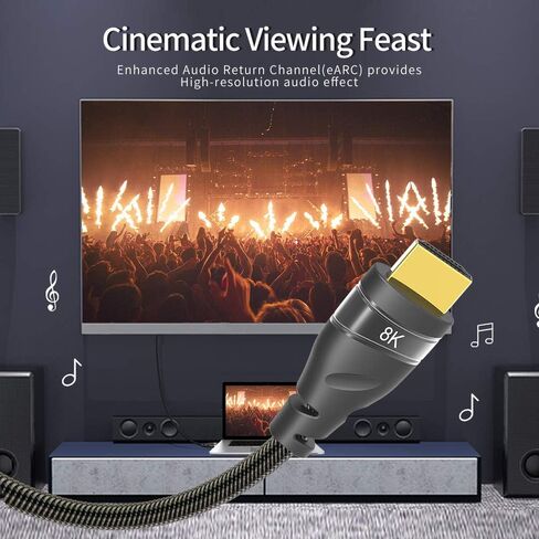 CABLEDECONN 8K HDMI to HDMI 2.1 Cable 3ft, Ultra 48Gbps High Speed HDMI Monitor Cord Support 4K@120Hz 8K@60Hz Dynamic HDR, eARC, Braided HDMI Connecting Laptop, Monitor, PS4, PS5, Xbox One, Fire TV in Saudi Arabia