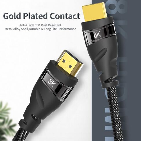 CABLEDECONN 8K HDMI to HDMI 2.1 Cable 3ft, Ultra 48Gbps High Speed HDMI Monitor Cord Support 4K@120Hz 8K@60Hz Dynamic HDR, eARC, Braided HDMI Connecting Laptop, Monitor, PS4, PS5, Xbox One, Fire TV in Saudi Arabia
