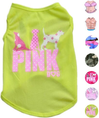 Dog Shirts Pet Shirts Dog T-Shirt Puppy Dog T Shirt Dog Vest Puppy Vest Pet Clothing Puppies Clothes for Small Dogs Doggie Tee Summer Apparel Female Dog Shirt Beach Wear­ (Green, Medium) in Kuwait