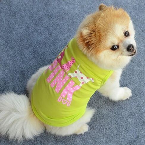 Dog Shirts Pet Shirts Dog T-Shirt Puppy Dog T Shirt Dog Vest Puppy Vest Pet Clothing Puppies Clothes for Small Dogs Doggie Tee Summer Apparel Female Dog Shirt Beach Wear­ (Green, Medium) in Kuwait