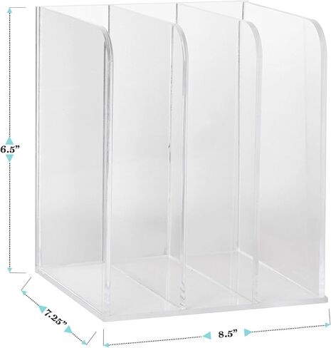 Martha Stewart Brody File Desktop Organizer, 3 Section Desktop File Document Sorter Organizer, File Organizer for Binders, Folders, Files, 8.5"W x 6.5"D, Clear in Saudi Arabia
