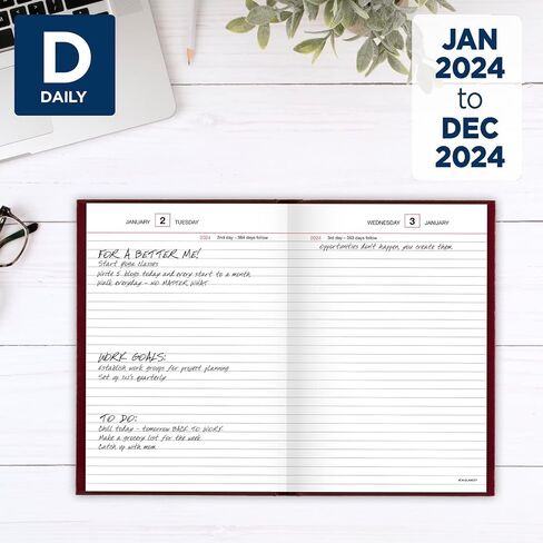 AT-A-GLANCE 2024 Daily Diary, Standard Planner Journal, 12 Month, 5-3/4" x 8-1/4", Small, Hardcover, Red (SD3891324) in Saudi Arabia
