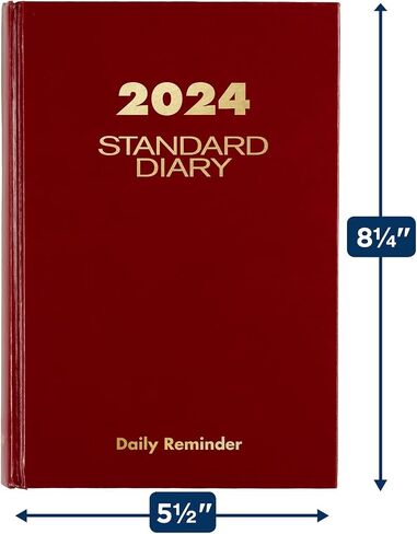 AT-A-GLANCE 2024 Daily Diary, Standard Planner Journal, 12 Month, 5-3/4" x 8-1/4", Small, Hardcover, Red (SD3891324) in Saudi Arabia