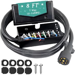 سلك مقطورة مضمّن بـ 7 طرق مع صندوق توصيل 7 عصابة كابل أسلاك بطول 8 أقدام، أداة ربط مقطورة شديدة التحمل مع مقاومة للطقس in Kuwait