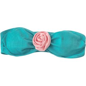 OYOANGLE Women's 3D Flower Bikini Top Colorblock Sleeveless Strapless Wireless Bandeau Swimsuit Tops