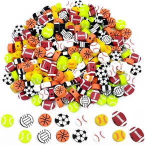 200 Pcs Baseball Polymer Clay Beads for Bracelet Necklace Earring Jewelry Making (Baseball)