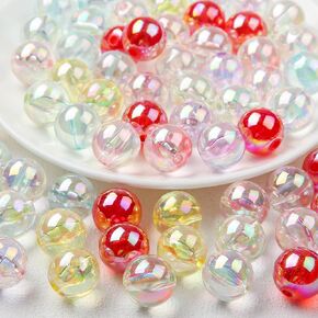 16mm Acrylic Beads Acrylic Beads Transparent Color Beads 100pcs Pen Beads Bubblegum Beads DIY Beading Hairband Bracelets Necklace Craft (Translucent Beads)