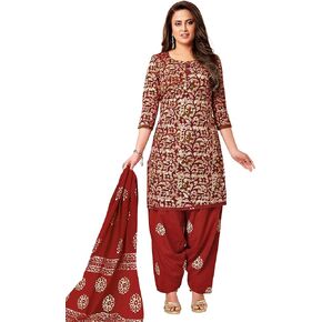 Miraan Unstitched Cotton Batik Salwar Suit Printed Material For Women (Sanbat501, Maroon, Free Size)