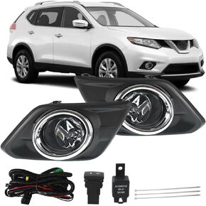 labwork Fog Lights Lamps Replacement for Nissan Rogue 2014-2016 Driving Fog Lights Lamps with Bulbs Fog Light Covers Harness Switch NI2590103 261508993B