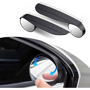 2 PCS Car Blind Spot Mirror Rain Eyebrow 2-in-1 Design, Expanded View Carbon Fiber Pattern Rainwater Diversion Reflective Protection Shield Auxiliary Reversing Mirror, for Cars (Black)