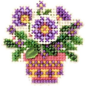 Primrose Pot Beaded Counted Cross Stitch Ornament Kit Mill Hill 2005 Spring Bouquet MHSB85