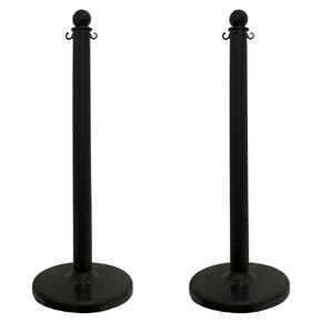 Mr. Chain Stanchion, Black, 40-Inch Height, 2.5-Inch Diameter Pole, Pack of 2 (96403-2)
