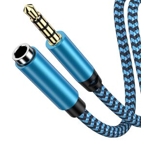 3.5mm Audio Cable, HOOTEK Headphone Extension Cable 6FT Aux Cord Extender Nylon Braided Male to Female Headphone Splitter Adapter with Microphone for Headset or Smartphone, iPhone, iPad, Media Players