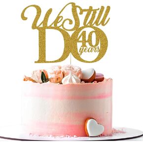 ما زلنا نفعل 40 عامًا من تزيين الكيك - تجديد العهد الأربعين لمستلزمات حفلات الزفاف والذكرى السنوية للديكور بريق ذهبي in Kuwait