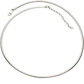 Sterling Silver Flat Oval Domed 2.7mm Omega Chain Necklace Italy 16"+2" Extender