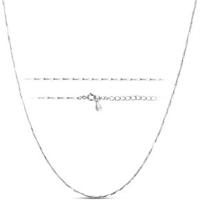 Diamond Cut Solid 925 Sterling Silver Chain Necklace for Women Girls 1.0mm Cable Chain Necklace Spring-Ring Clasp - Thin & Sturdy - Italian Quality 16/18 Inch