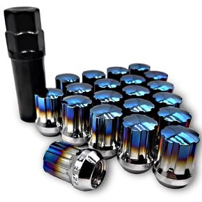 M12x1.5 Lug Nuts Baked Blue Lug Fit Toyota Camry Corolla RAV4 Highlander, Honda Accord/CRV/Civic Replacement for Chevy Impala, 20PCS 12x1.5 Toasted Blue Lug Nuts with Socket Key.