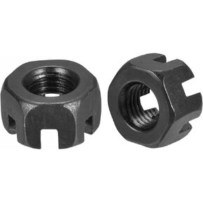 uxcell M12x1.5mm Hexagon Slotted Nut, Grade 4.8 Carbon Steel Hex Castle Nuts, Black, 20Pcs