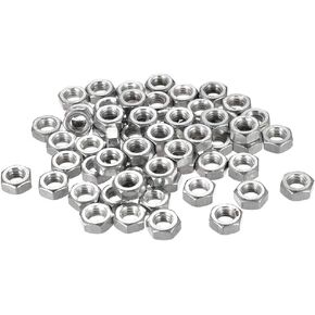 uxcell Hex Nuts, M6x1mm Metric Coarse Thread Hexagon Nut, Carbon Steel, Pack of 60 (Silver Tone)