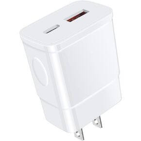 USB C Wall Charger, 25W Type C Fast Charger Block Plug Adapter Dual Port PD +Quick Charger USBC Charging Brick Cube for iPhone 15 Pro Max 14,iPad,Samsung S24 A15 5G A25 S23 S22 A14 A54,Pixel,LG,Moto