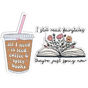 | Spicy Book Stickers (2 Pcs) - Strong Adhesive, Kindle Smut Stickers Sizes - Perfect Smut Book Stickers for Laptops, Tumblers etc.