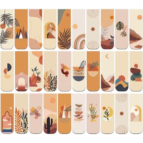 45 Pieces Magnetic Bookmarks Abstract Boho Magnet Book Markers Assorted Sun Page Markers Clip with Landscape for Students Teachers Reading Book Lovers School Home Office Supplies