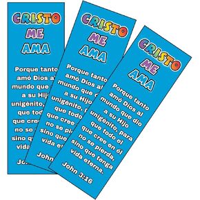100 Count Cristo Me AMA John 3:16 Jesus Loves Me Spanish Christian Bookmarks for Kids Children Churches Missionaries Sunday School Bulk Spanish Party Favors Mission Trips