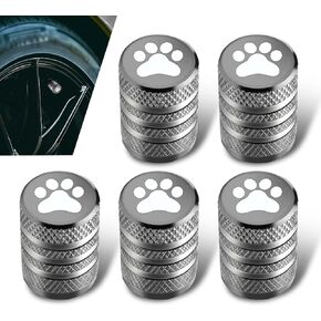 5 PCS Car Dog Paw Tire Valve Cap, Universal Car Leak-Proof Dustproof Alloy Valve Cap with Rubber Sealing Ring (Black)