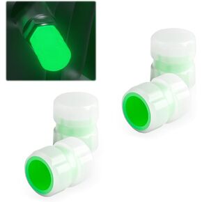 4 PCS Car Tire Valve Air Cap, Illuminated Anti-Leakage Valve Core Cover, Universal for Most Cars Motorcycles (Green)