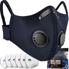 BASE CAMP Upgrade M Plus Dust Mask, Dust Face Mask with 6 Activated Carbon Filters, Safety Work Masks for Woodworking Construction Sanding Yard Lawn Paint Sanding
