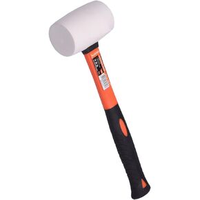 Edward Tools White Rubber Mallet Hammer - Non marking - Durable Eco-Friendly Hammer for Flooring, Camping, Tent Stakes, Woodworking, Pavers - Ergo Grip Handle - Flat Surface Head (16 oz)