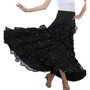Social Waltz Dancing and Ballroom Dance Long Swing Skirt