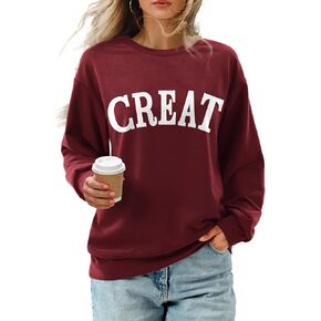 سويت شيرت Amoretu نسائي بياقة دائرية وأكمام طويلة، بلوفر خفيف الوزن in Kuwait