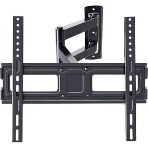 Full Motion TV Wall Mount, Heavy Duty Single Articulating Arms TV Bracket for Most 32-55 Inch Flat Curved TVs, Up to VESA 400x400mm and 77lbs, Support Swivel, Tilt, Level Adjustment