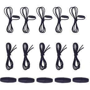 10Pcs Replacement Necklace Cords with Breakaway Clasps Nylon Cords and Safety Clasps for Pendant Necklace and Crafting Jewelry Making (Black)