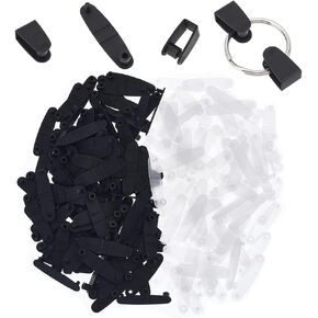 OLYCRAFT 200 Pcs Plastic Keychain Clips Keychain Connector Snap Tabs 1.4 inch Badge Strap Clip Key Chain Connector Keychain Clip for Office Credit Card Craft Jewelry Making - White & Black