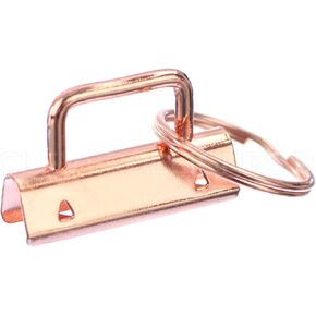 CleverDelights 1.5" Key Fob Hardware Set with Key Rings - 25 Sets - Rose Gold Color - 1 1/2 Inch Lanyards Key Chains
