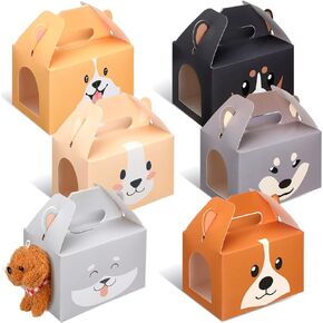 Fainne 24 Pcs Party Favors Boxes Foldable Treat Gift Boxes Candy Goodie Cases Decorations Adopt Pet Gift for Birthday Wedding Bridal Shower Party Favors(Cute Dog)
