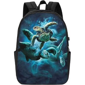 2pcs backpacks for boys/girls sea turtle Backpack with Lunch Bag School Two-Piece Picnic Travel Set