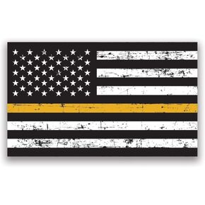 Thin Gold Line Distressed Flag 2-Pack Decal Sticker | 5-Inches by 3-Inches | Premium Quality Vinyl | UV Resistant Laminate | PD901