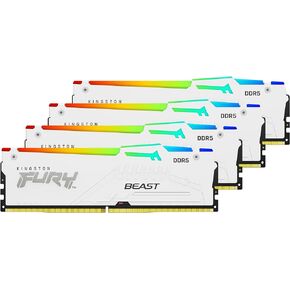 Kingston FURY Beast RGB White 64GB (4x16GB) 5600MT/s CL40 DDR5 XMP DIMM | Overclocking | Plug N Play | Intel XMP 3.0 | Kit of 4 | KF556C40BWAK4-64