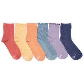 MUK LUKS Women's 6 Pack Whisper Soft Crew Socks, Mid Brights, OS