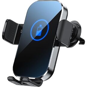 Wireless Car Charger Mount, 15W Qi Fast Car Wireless Charger, Auto Clamping Air Vent Car Phone Holder for iPhone 15/14/13/12/11/X, Samsung Galaxy S22/S20/S10/S9/Note20/10/9, Google, LG, etc