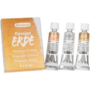 Schmincke - Liquid Earth, Liquid Earth, Trio 3x 5 ml, 18 858 00, for painting, (pre-) drawing and underpainting, vegan