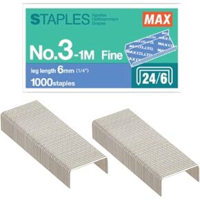 MAX 1/4-Inch Staples for HD-3DF Stapler, 1,000 Staples Per Box (3-1M)