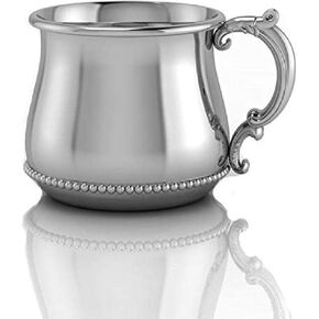 Sterling Silver Classic Bulge Beaded Cup - Elegant Engravable Personalized Non-tarnishing Cup Keepsake Gift - Packaged in a Premium Gift Box