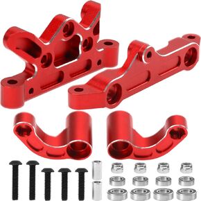 ShareGoo Aluminum Alloy Steering Top Plate & Steering Bellcrank Set ARA320474 ARA340153 Compatible with Arrma 1/5 Outcast 8S BLX/KRATON 8S BLX/KRATON EXB Roller RC Car (Red)